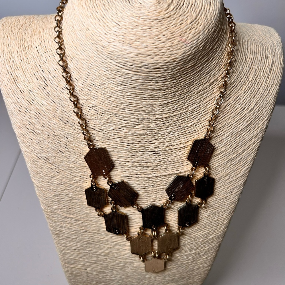 Charming Charlie multicolored statement necklace gold tone chain business casual - Picture 6 of 8